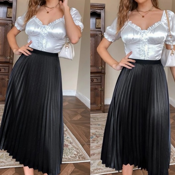Luxe pleated midi skirt - Picture 2 of 8